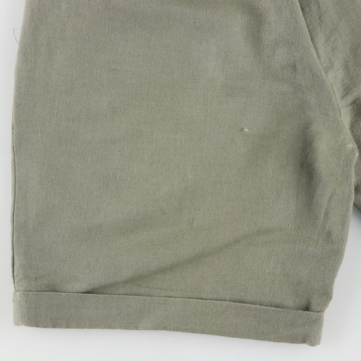 NEW RIVER Three-tuck cotton x linen shorts, short pants, men's size w31 linen Khaki type Vintage Second Hand