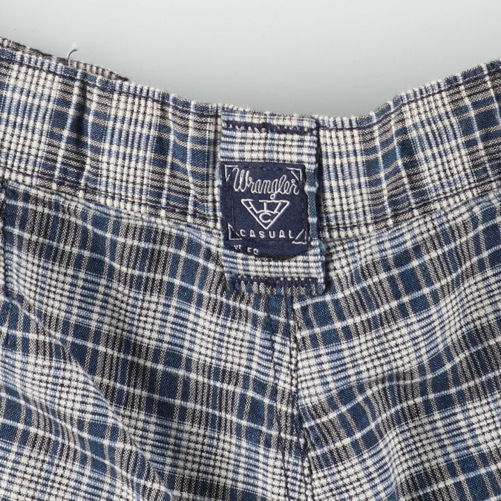 90'S Wrangler Check Pattern Two-pleat Cotton Shorts, Made in USA, Men's W31 Vintage /eaa460719