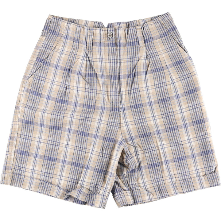 KIKOMO Check Pattern One-Tuck Linen Shorts Short Pants Men's w29 /eaa460721