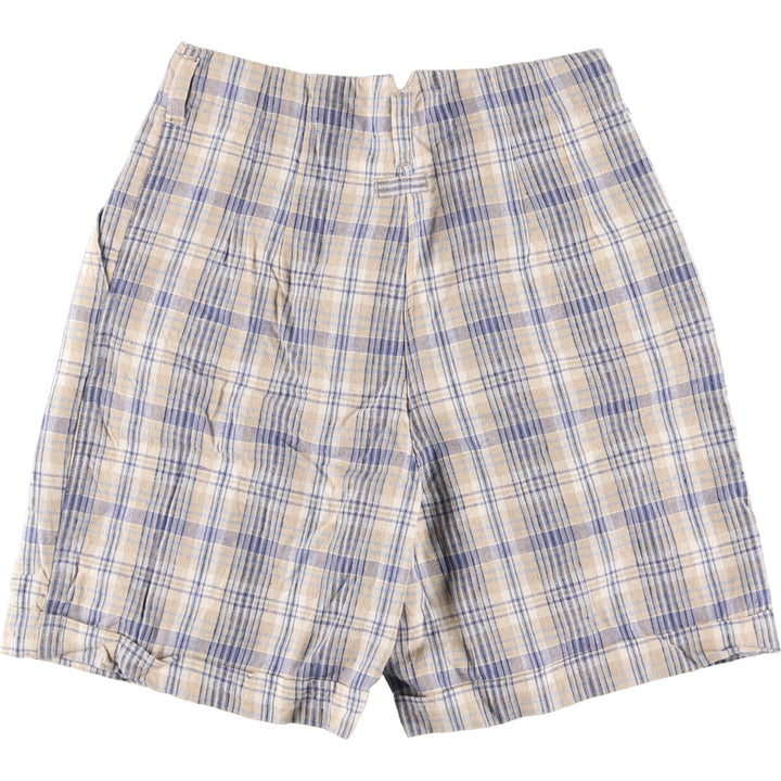 KIKOMO Check Pattern One-Tuck Linen Shorts Short Pants Men's w29 /eaa460721