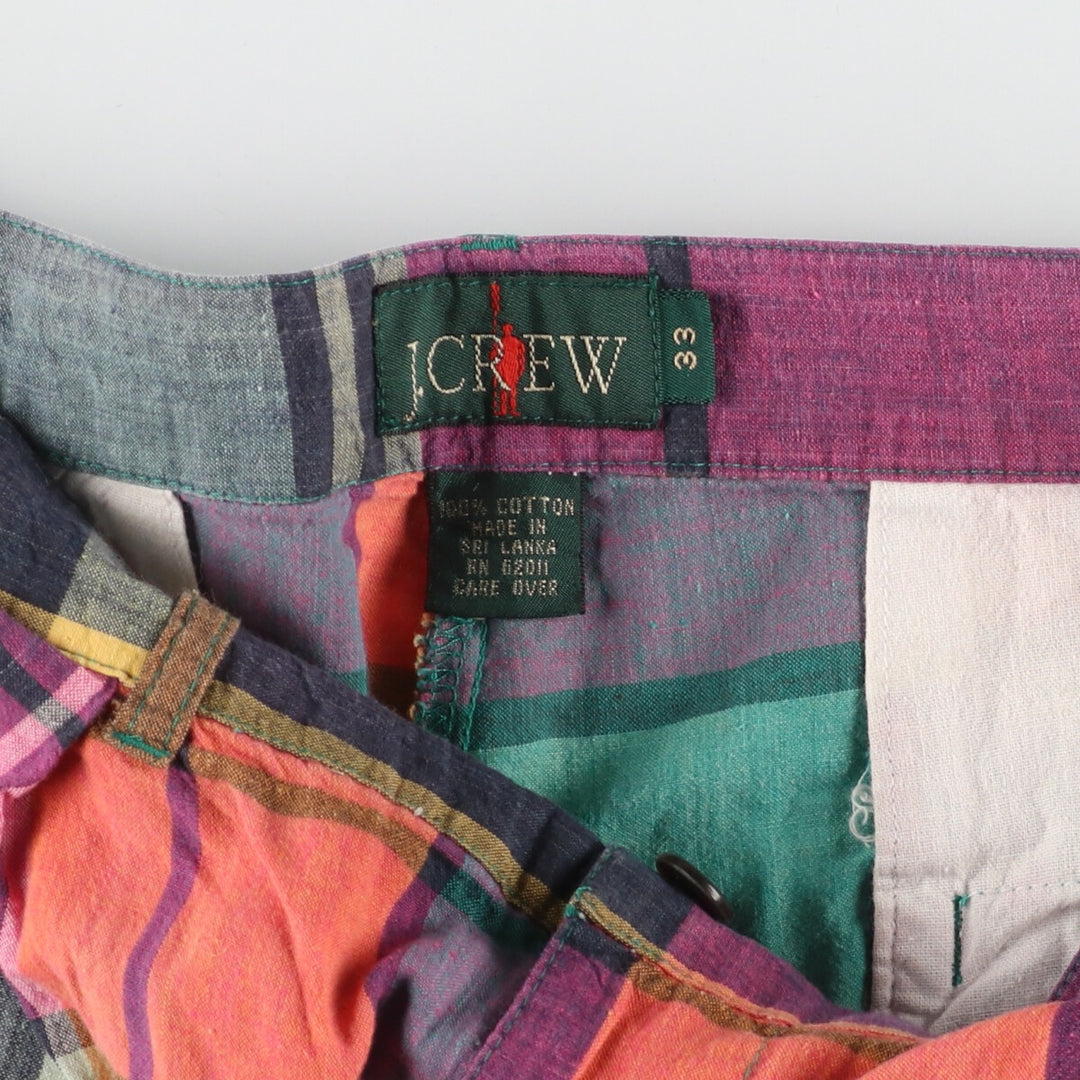 90'S J.Crew Madras Check Two-pleat Cotton Shorts, Men's, W33, Vintage / eaa460725