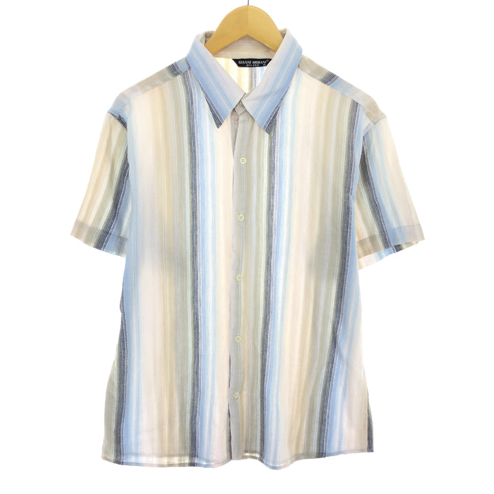 GIANNI MORANI Short Sleeve Striped Shirt Men's XL /eaa460827