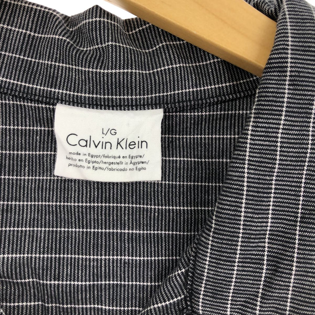 Calvin Klein Stripe Pattern Short Sleeve Open Collar Cotton Shirt Men's L /eaa460834