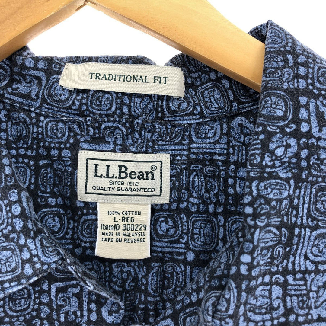 00'S LLBean TRADITIONAL FIT short sleeve open collar cotton shirt men's L /eaa460835