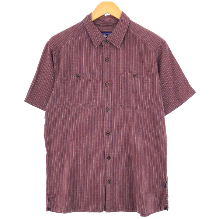 Patagonia Backstep Shirt 53139SP15 Check Pattern Short Sleeve Hemp x Cotton Shirt Men's M /eaa460838