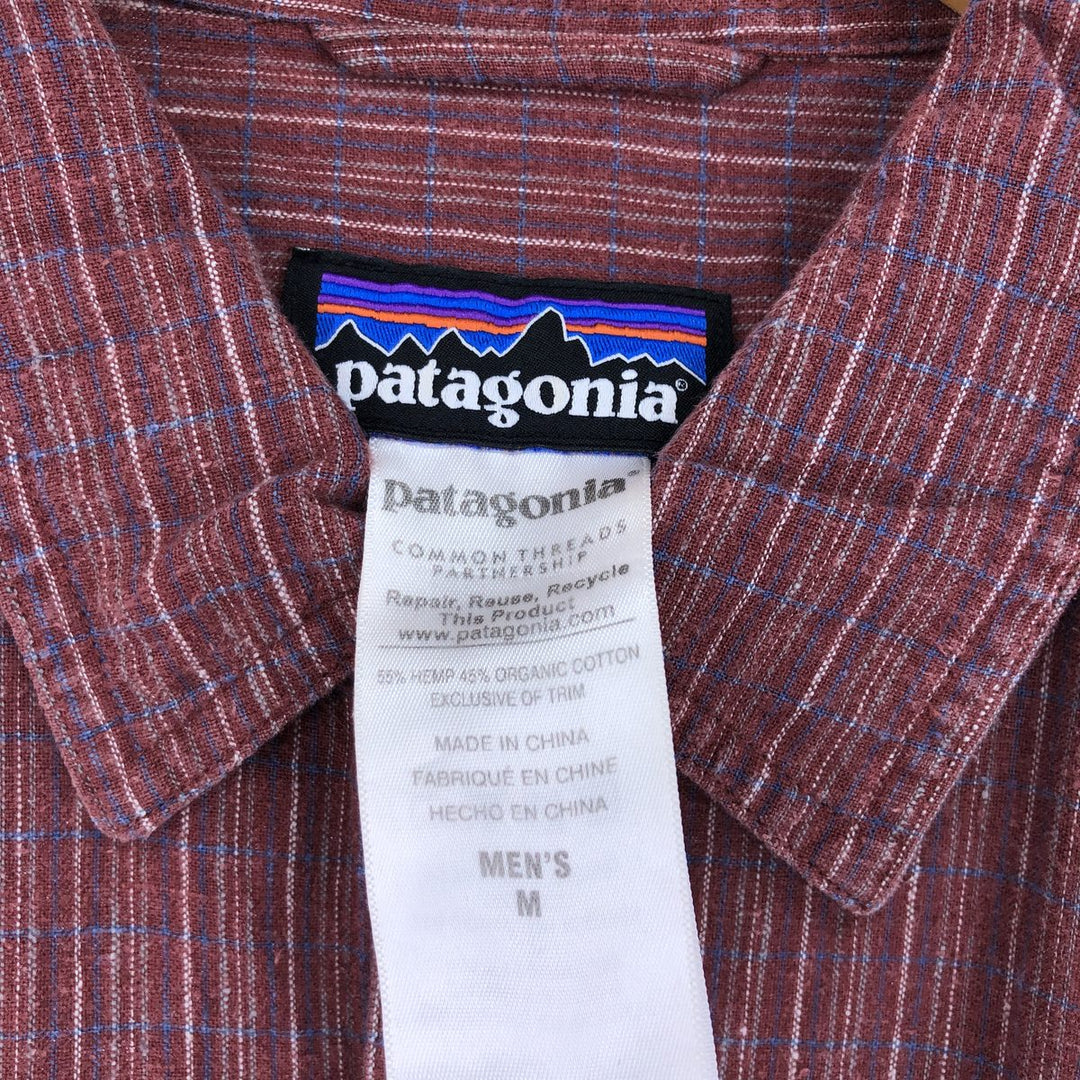 Patagonia Backstep Shirt 53139SP15 Check Pattern Short Sleeve Hemp x Cotton Shirt Men's M /eaa460838