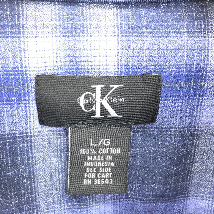 90'S Calvin Klein long sleeve button down check shirt men's L vintage /eaa460872