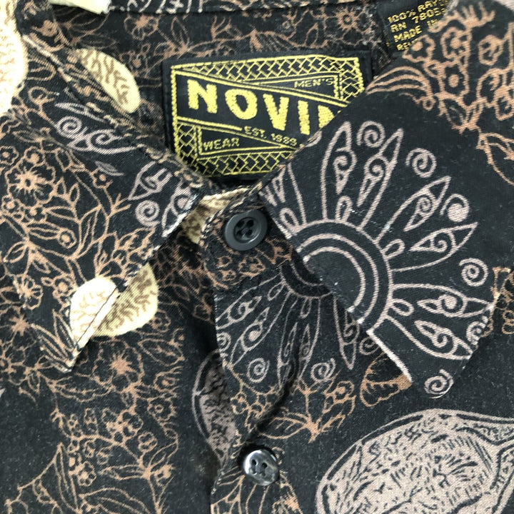 NOVIN all-over print long sleeve rayon shirt, men's L /eaa460874