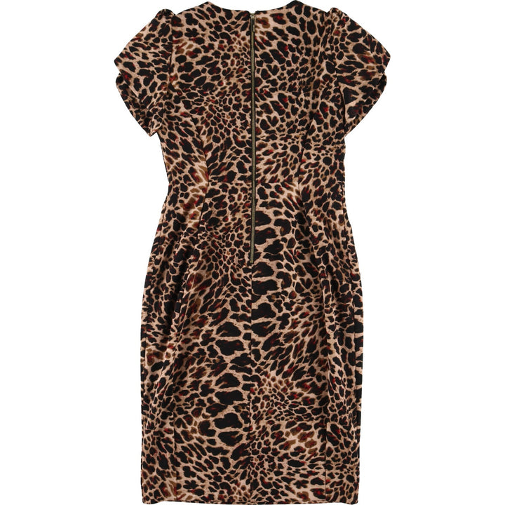 Calvin Klein Leopard Pattern Short Sleeve Tight Dress Women's M /eaa460940