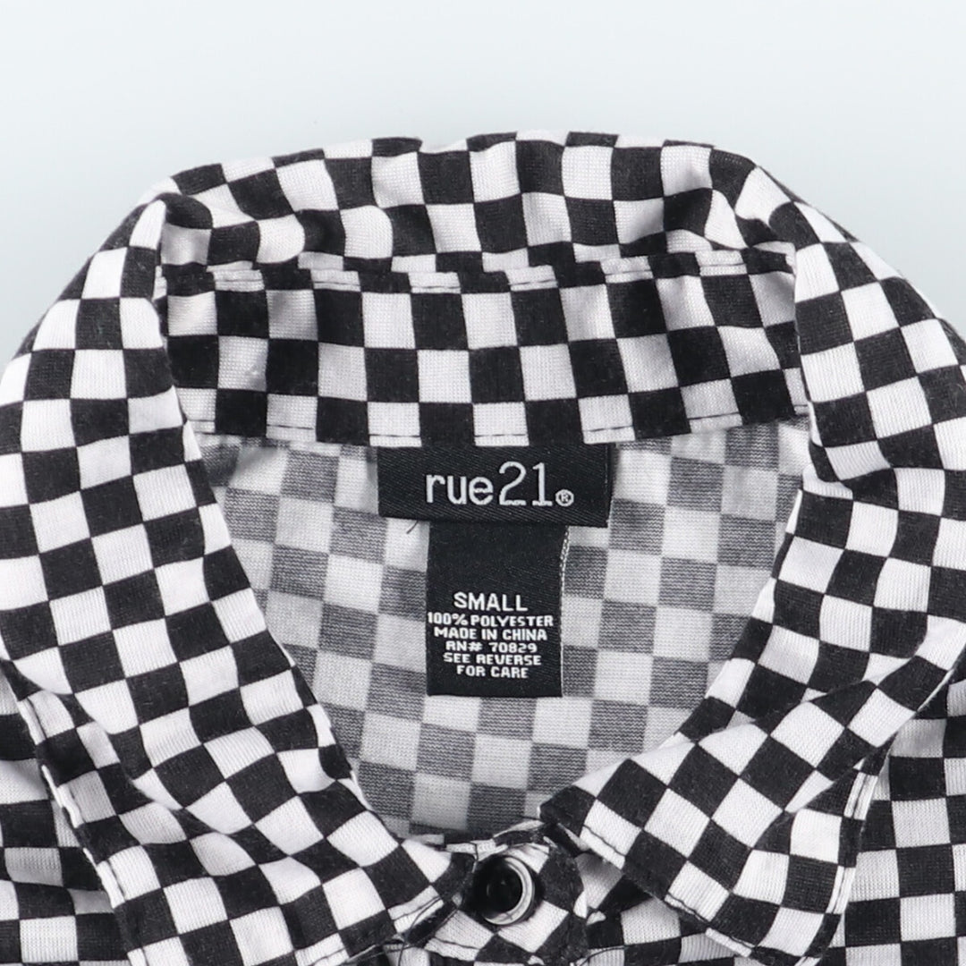 rue21 Checkered Flag Print Long Sleeve Poly Shirt Women's S /eaa460942