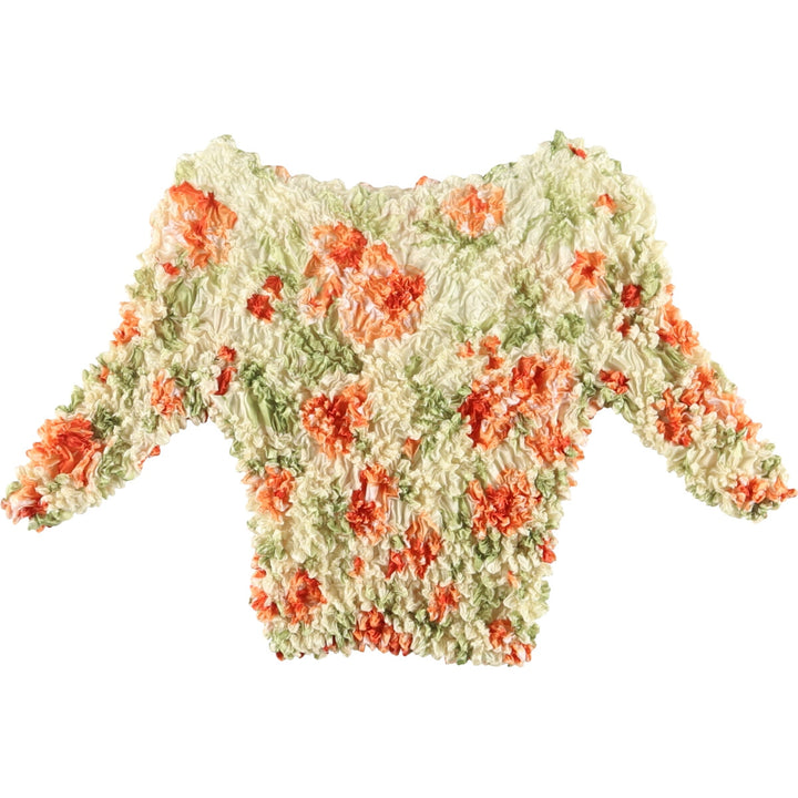 Floral short sleeve popcorn top, free size /eaa460976