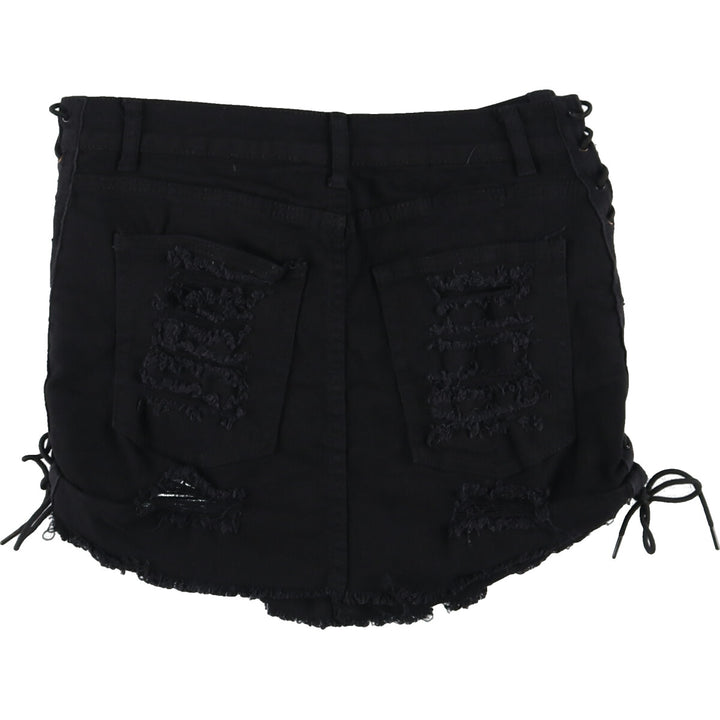 REVAMPED Lace-up Distressed Denim Mini Skirt Women's L /eaa460985