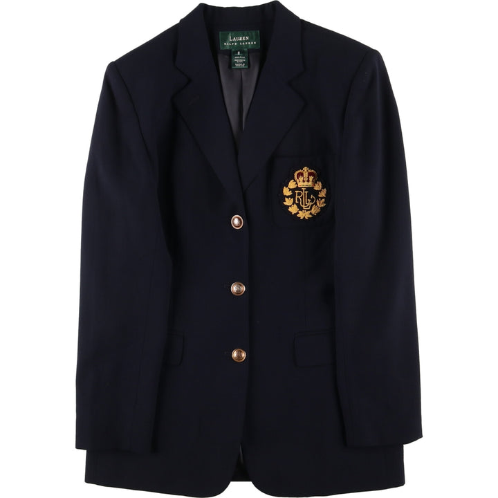 Ralph Lauren LAUREN Navy blazer, tailored jacket, made in USA, women's, size M, long sleeves / eaa460997