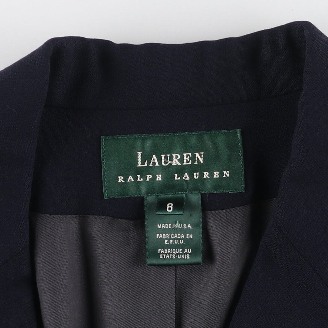 Ralph Lauren LAUREN Navy blazer, tailored jacket, made in USA, women's, size M, long sleeves / eaa460997