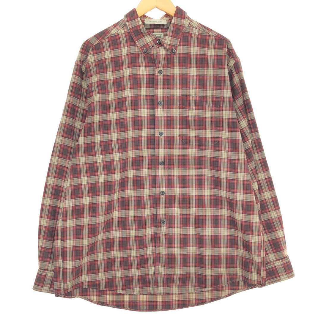 00'S LLBean Long Sleeve Button-Down Check Shirt Men's L /eaa461049