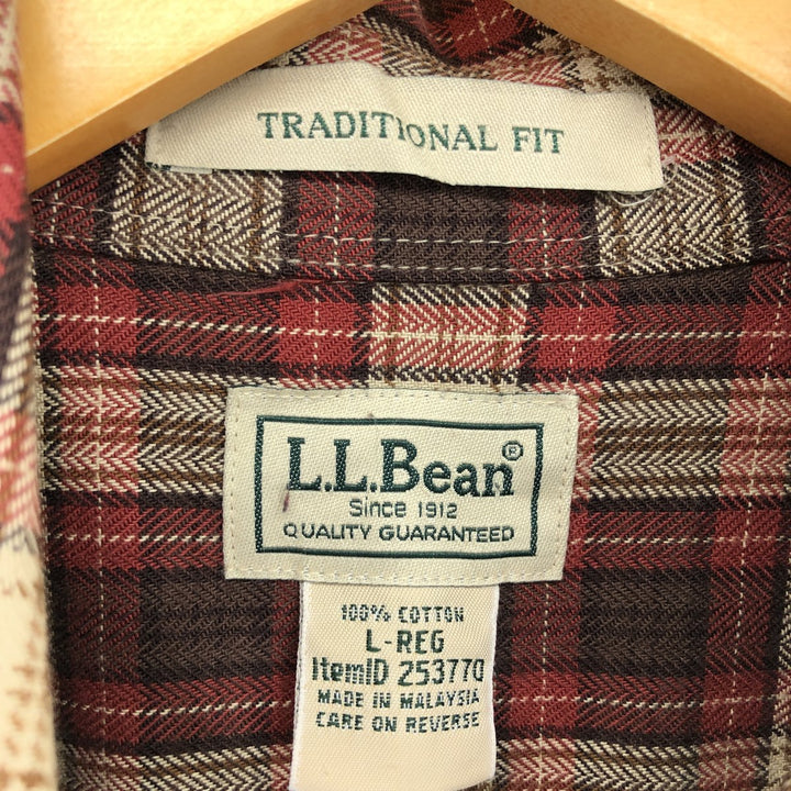 00'S LLBean Long Sleeve Button-Down Check Shirt Men's L /eaa461049