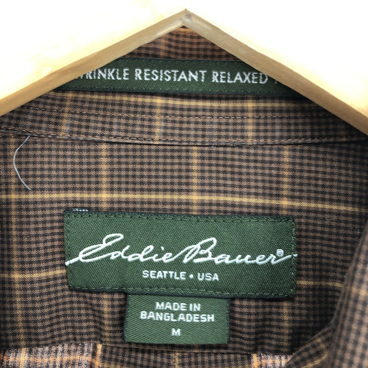 Eddie Bauer RELAXED FIT long sleeve cotton check shirt, men's M /eaa461052