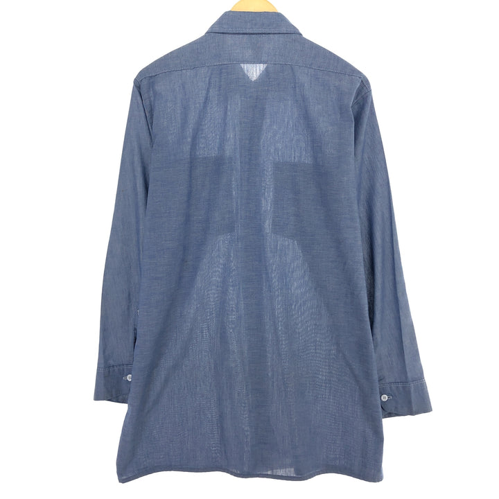 80'S Dickies Long Sleeve Work Shirt Made in USA Men's L polyester blue type Vintage Second Hand