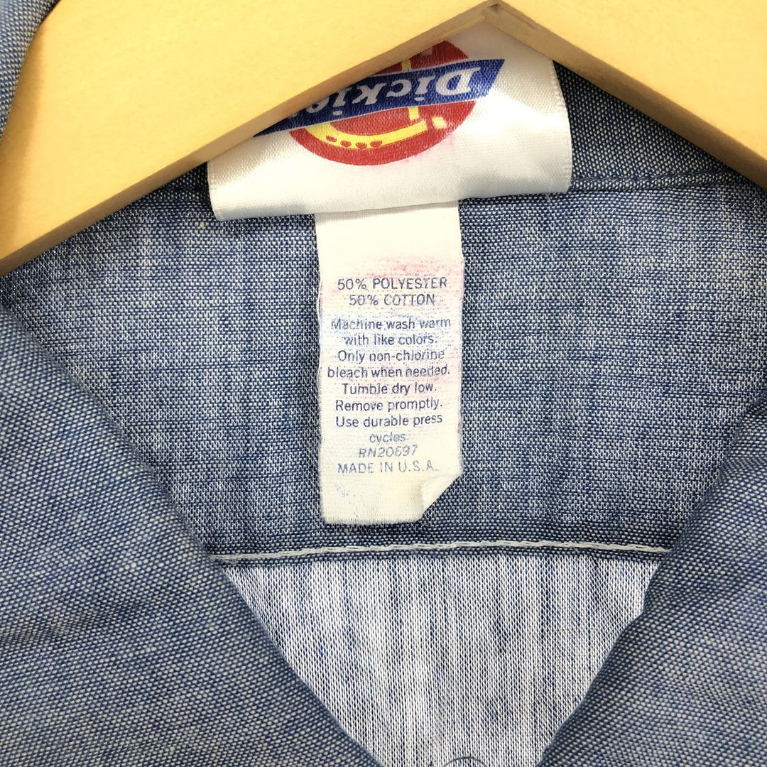 80'S Dickies Long Sleeve Work Shirt Made in USA Men's L polyester blue type Vintage Second Hand