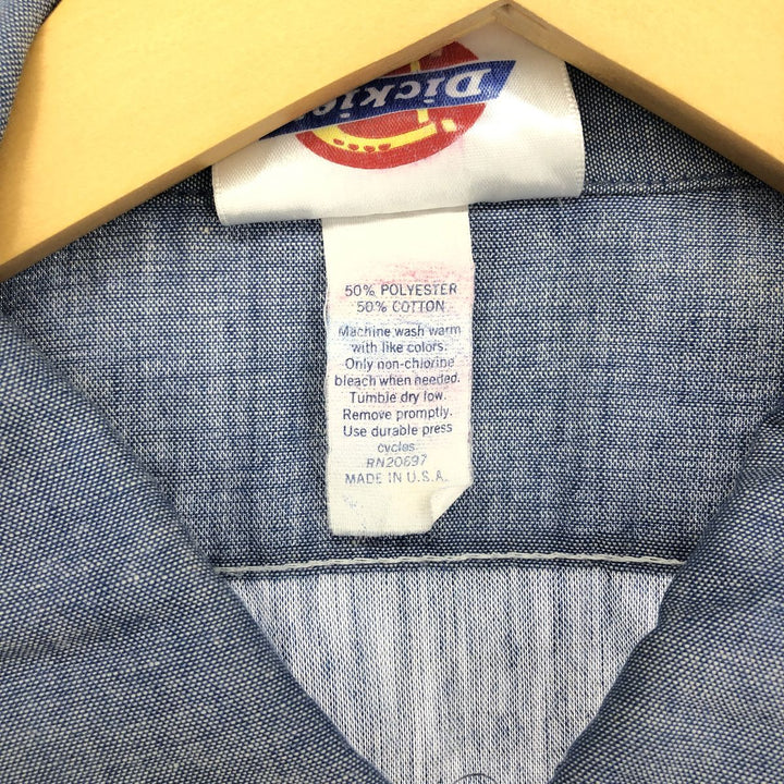 80'S Dickies Long Sleeve Work Shirt Made in USA Men's L polyester blue type Vintage Second Hand