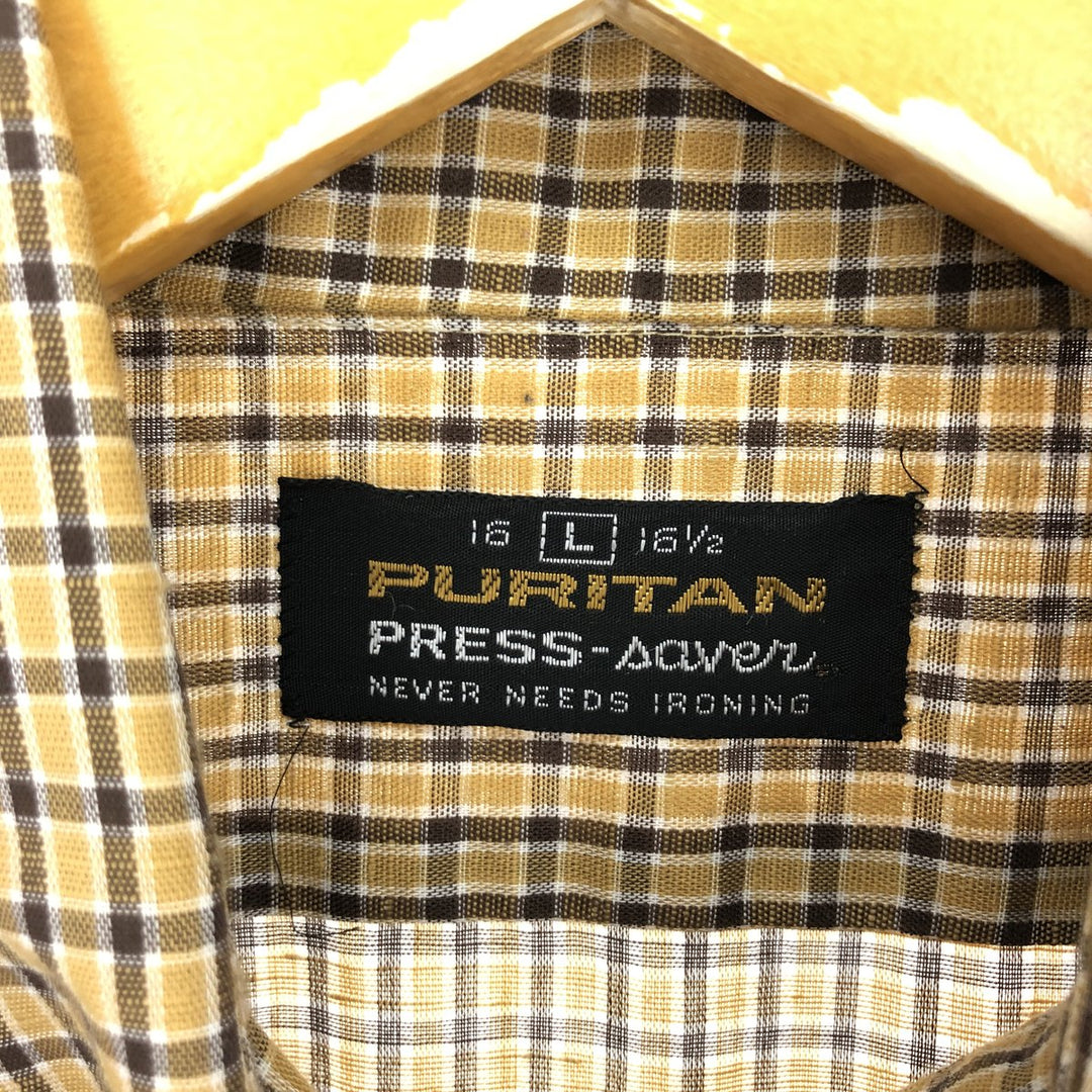 70'S PURITAN short sleeve check shirt, men's L, vintage /eaa461172