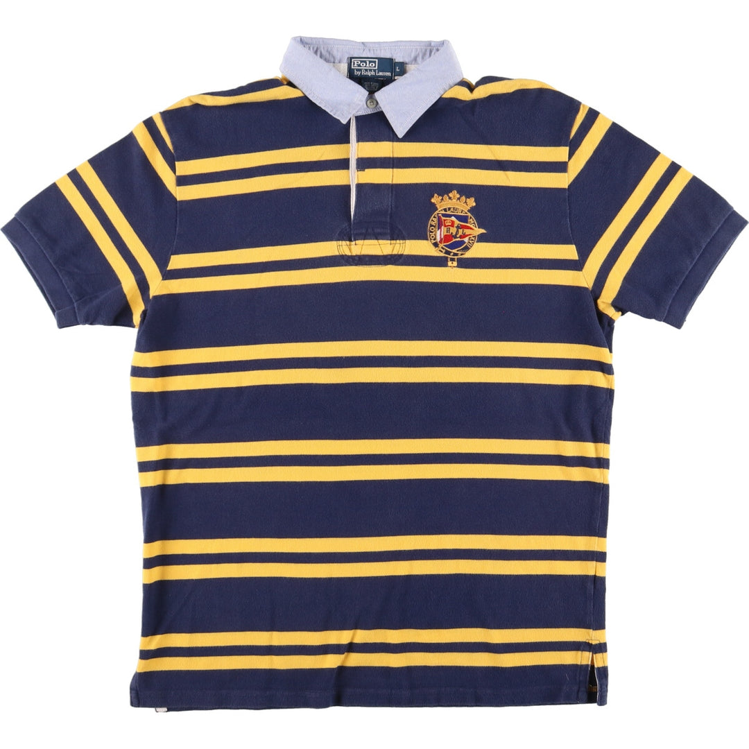 Ralph Lauren POLO by Ralph Lauren Striped Pattern Short Sleeve Rugby Shirt Men's L /eaa461181