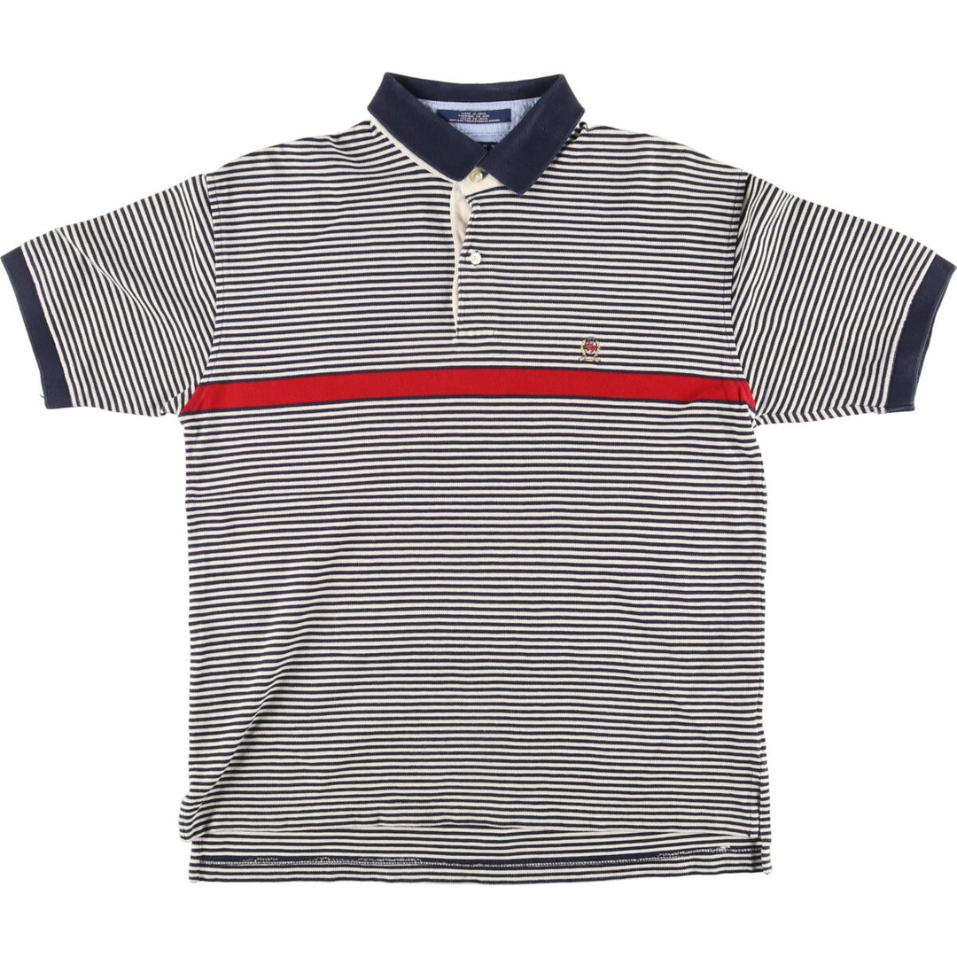 90'S ~ Tommy Hilfiger TOMMY HILFIGER Short Sleeve Striped Polo Shirt Men's L Vintage / eaa461183