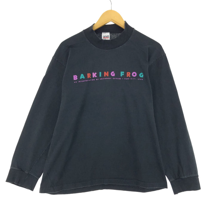 90'S Anvil High Neck Long T-Shirt, Made in USA, Men's L, Vintage cotton black type Vintage Second Hand