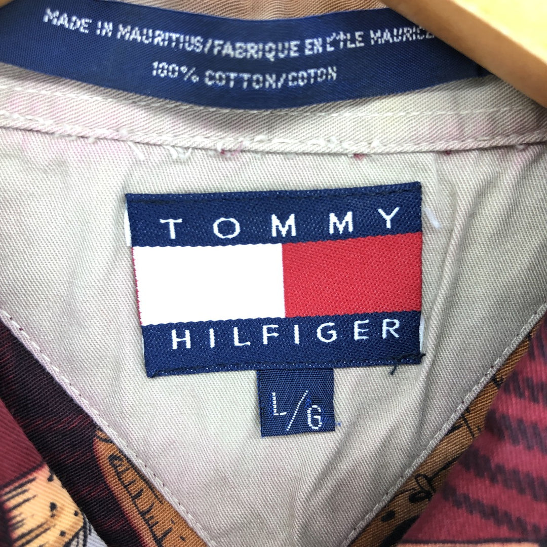 90'S Tommy Hilfiger Fish Pattern Long Sleeve Button Down Check Shirt Men's L Vintage /eaa461300