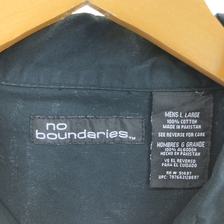 NO BOUNDARIES Short Sleeve Open Collar Cotton Shirt Men's L Box Shirt /eaa461337