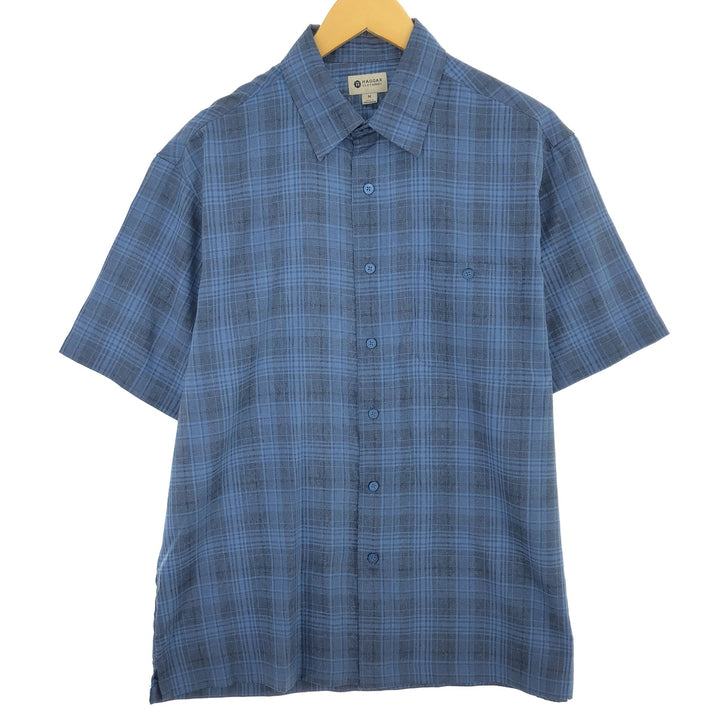 HAGGAR Check Pattern Short Sleeve Poly Shirt Men's L /eaa461347