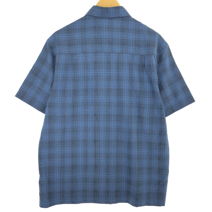 HAGGAR Check Pattern Short Sleeve Poly Shirt Men's L /eaa461347