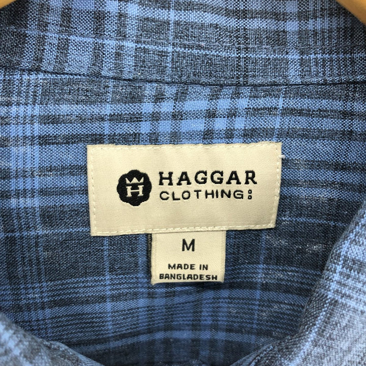 HAGGAR Check Pattern Short Sleeve Poly Shirt Men's L /eaa461347