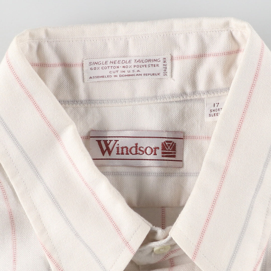 WINDSOR Button-down Short Sleeve Cotton Striped Shirt Size 17 Men's L Short Sleeve /eaa461348