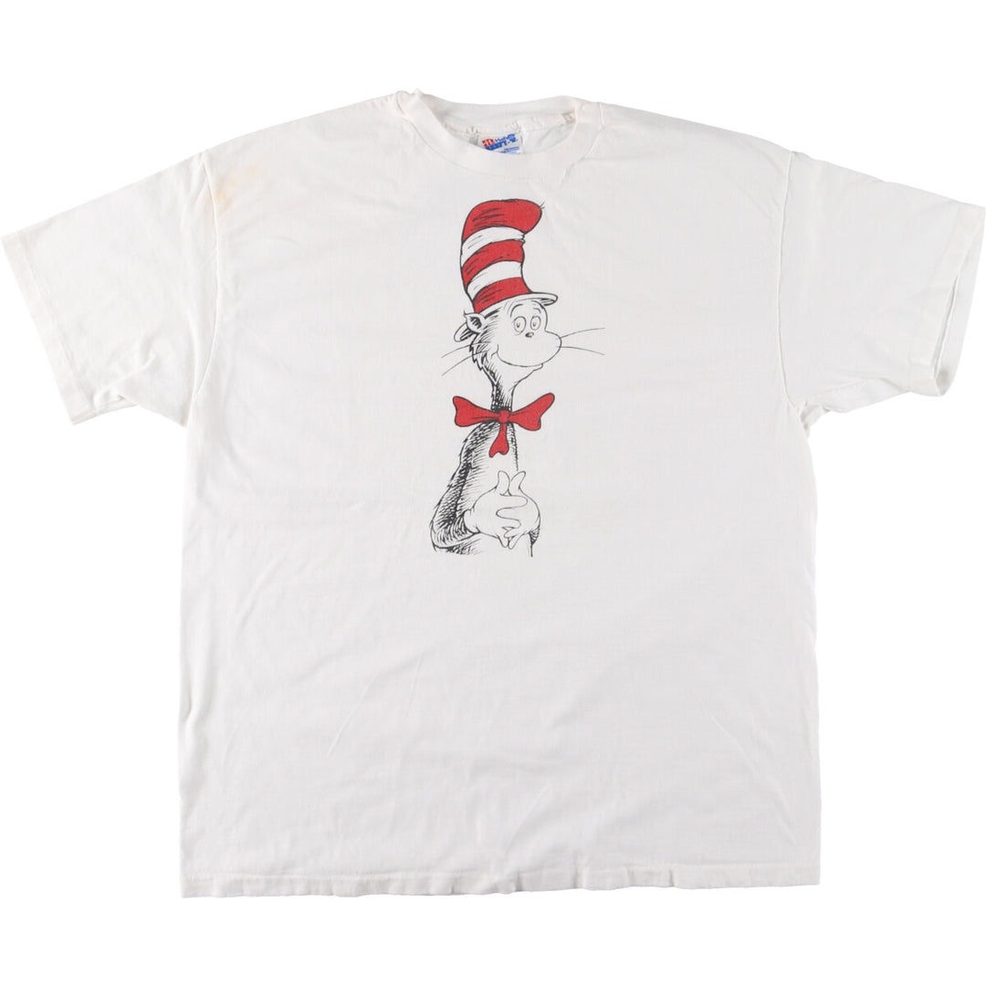 90'S Hanes Dr. Seuss Cat in a Hat Character Print T-Shirt Made in USA Men's XL Vintage /eaa461416