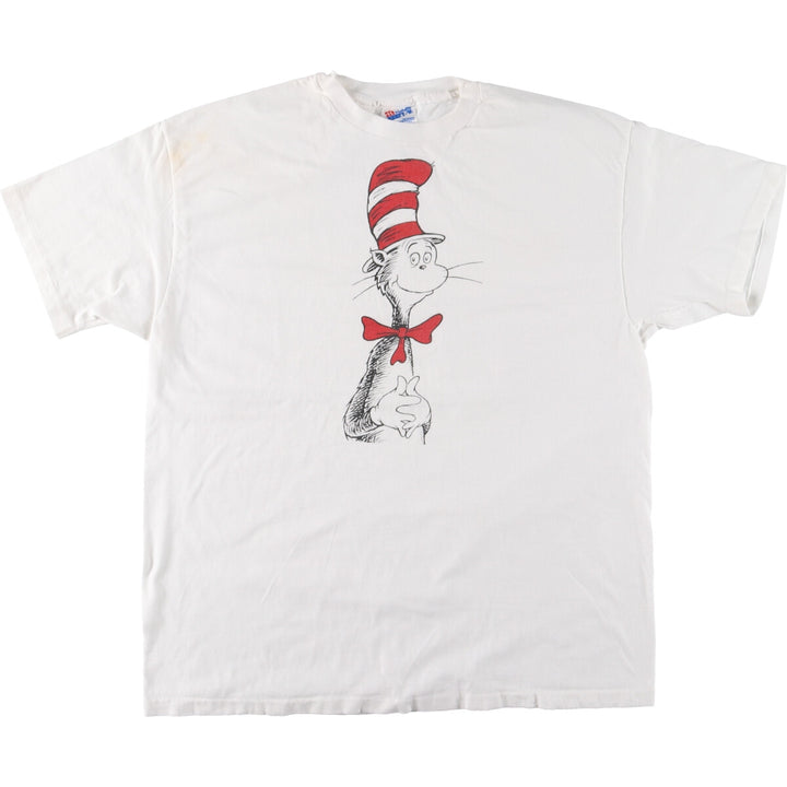 90'S Hanes Dr. Seuss Cat in a Hat Character Print T-Shirt Made in USA Men's XL Vintage /eaa461416