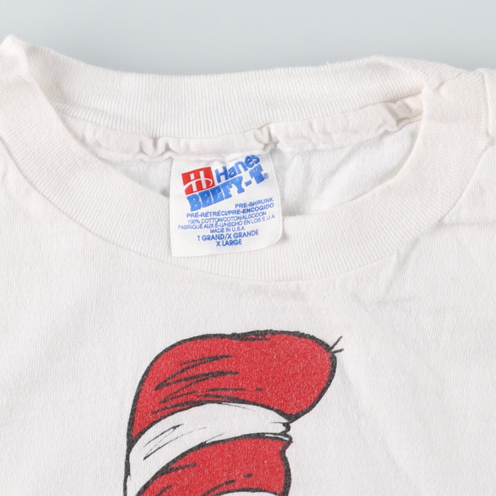 90'S Hanes Dr. Seuss Cat in a Hat Character Print T-Shirt Made in USA Men's XL Vintage /eaa461416