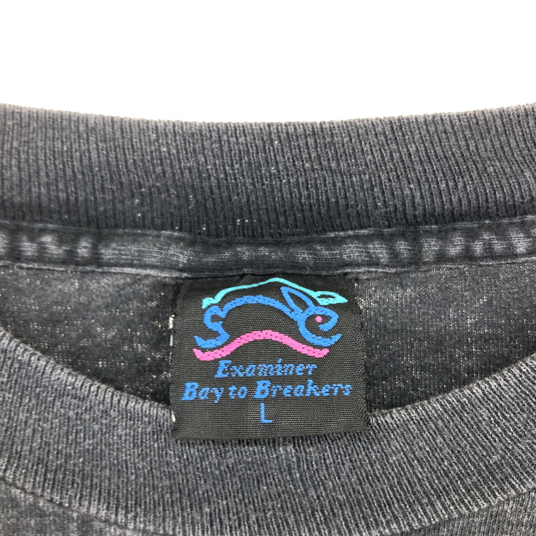 90'S EXAMINER BAY TO BREAKERS printed T-shirt, made in USA, men's size L, vintage /eaa461521