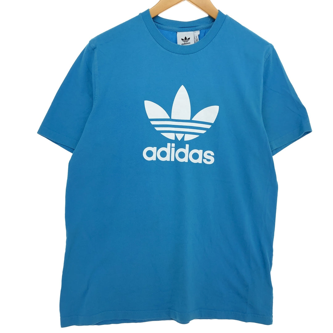 Adidas Originals Logo Print T-Shirt, Men's, Medium cotton Blue type light blue Vintage Second Hand