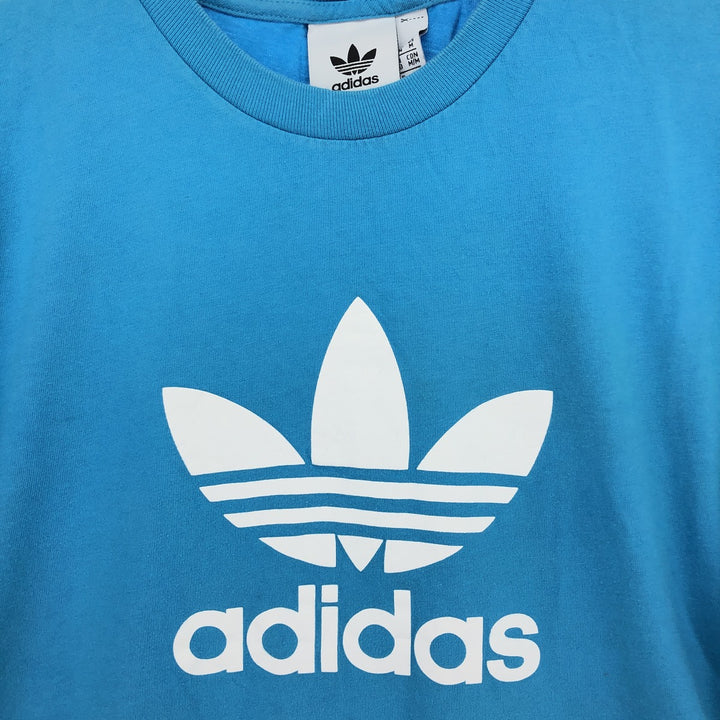 Adidas Originals Logo Print T-Shirt, Men's, Medium cotton Blue type light blue Vintage Second Hand