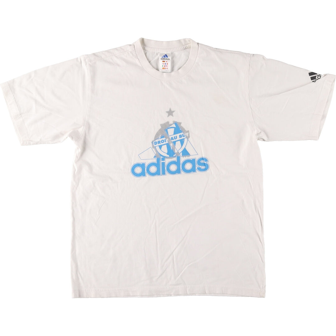 00'S adidas logo print T-shirt, men's size M unclear white type Vintage Second Hand