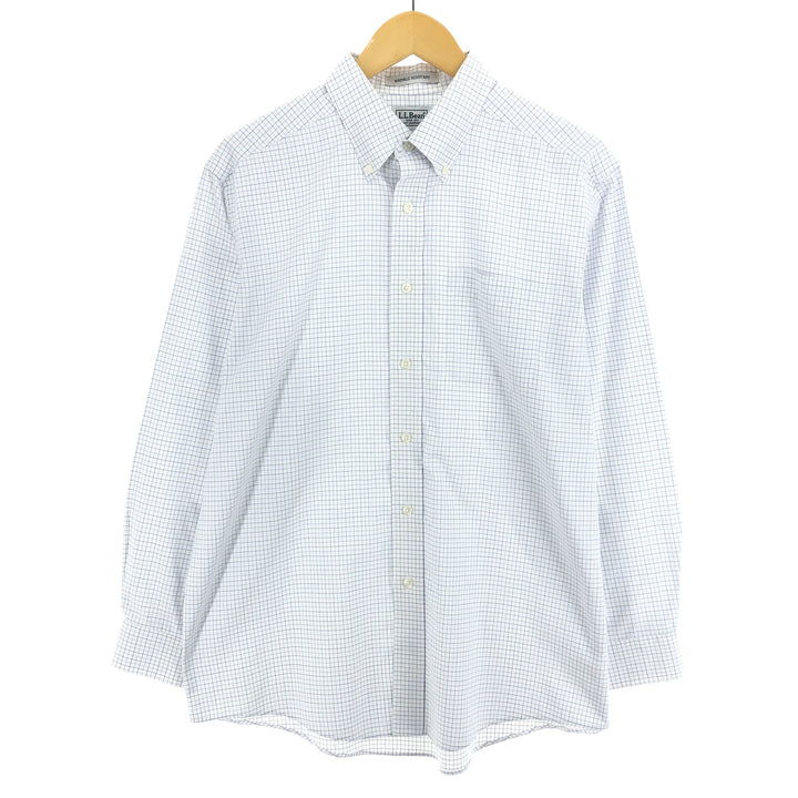 00'S LLBean WRINKLE RESISTANT Long Sleeve Button Down Check Shirt Men's M Vintage /eaa461591