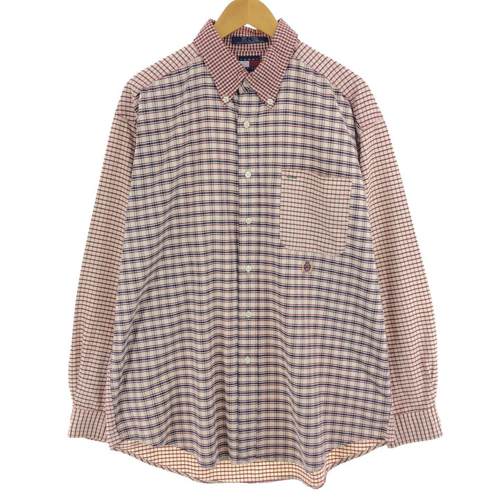 90s-00'S Tommy Hilfiger Crazy Pattern Long Sleeve Button-Down Check Shirt Men's L Vintage / eaa461597