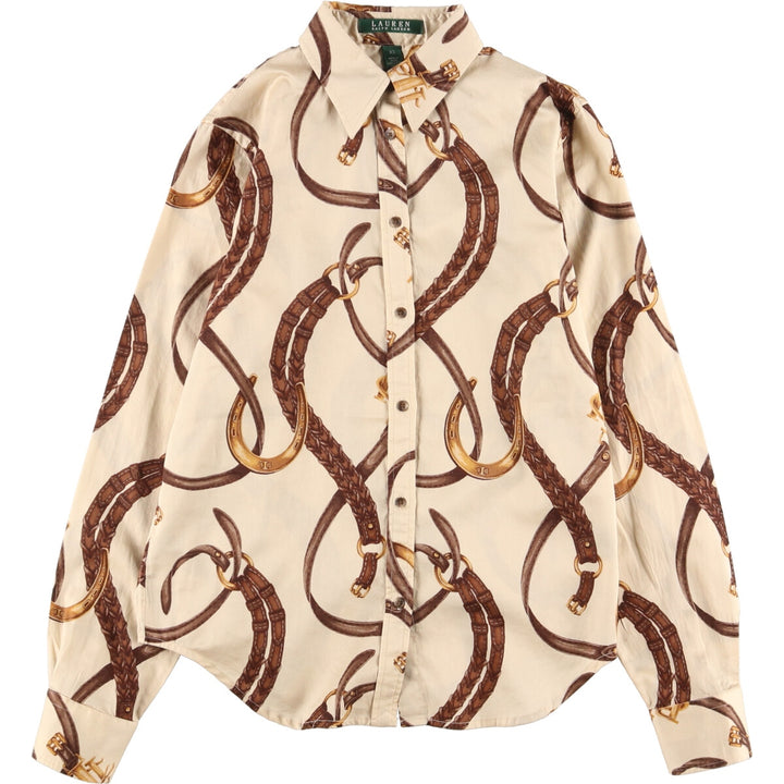 Ralph Lauren LAUREN Lauren All-over Belt Pattern Long Sleeve Blouse Women's XS /eaa461603