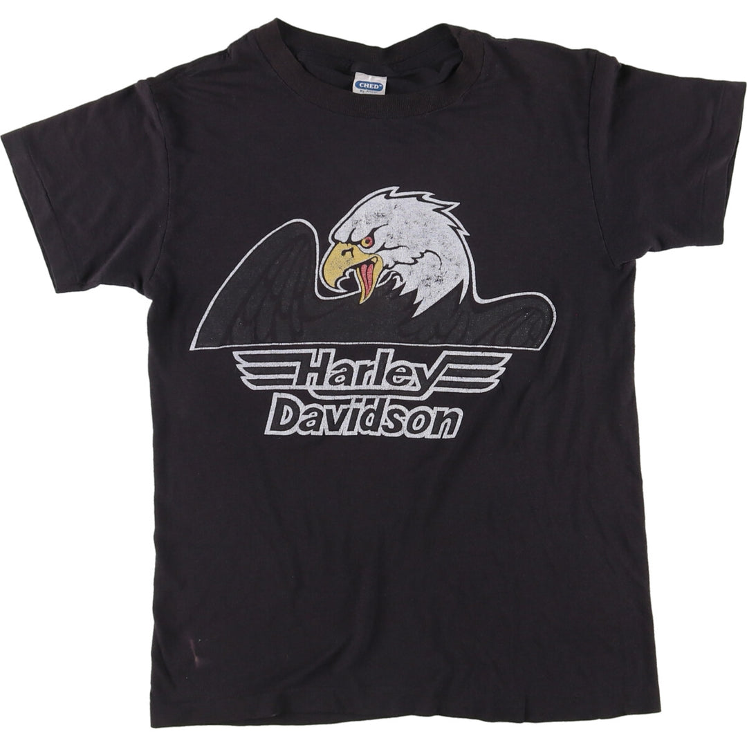 80'S Harley Davidson Anvil Eagle Pattern Motorcycle Bike T-shirt Made in USA Women's S Vintage /eaa461618