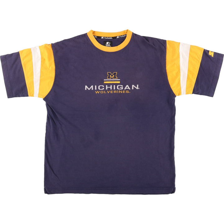 Starter MICHIGAN University of Michigan College T-shirt, Men's L cotton navy blue type Vintage Second Hand