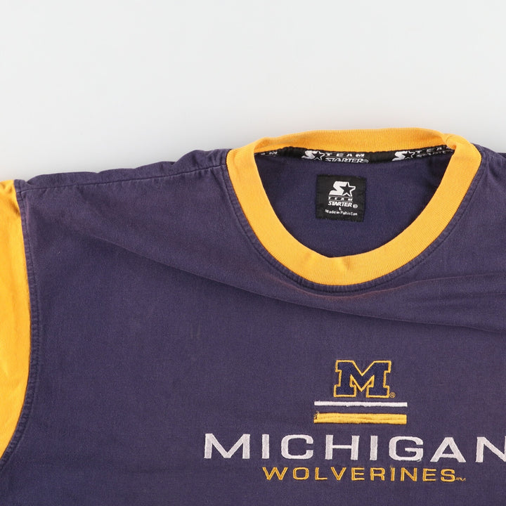 Starter MICHIGAN University of Michigan College T-shirt, Men's L cotton navy blue type Vintage Second Hand