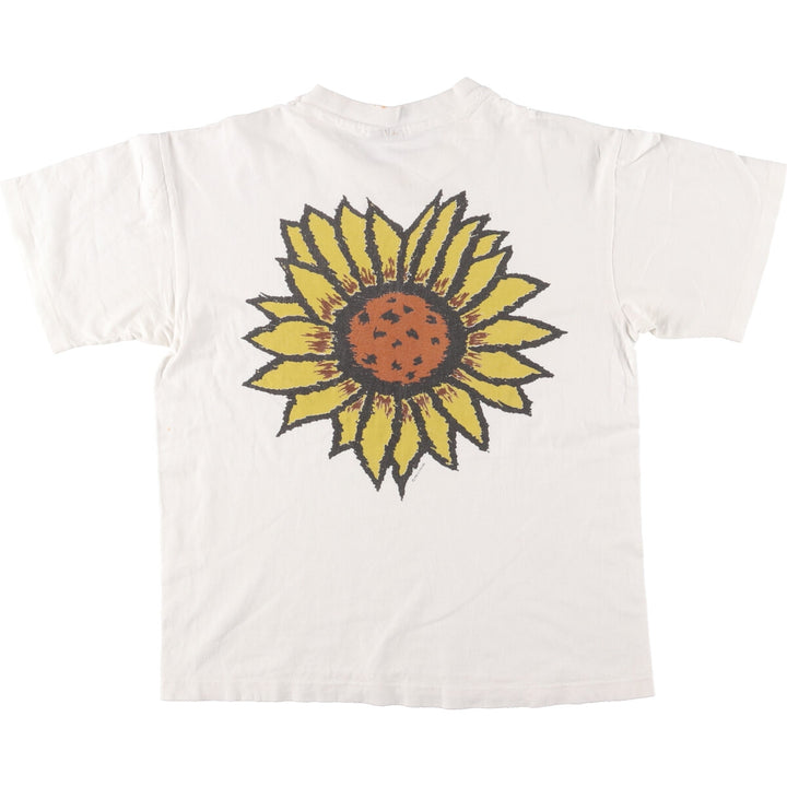 90'S U TRAU Floral Sunflower Pattern College T-shirt Made in USA Men's M Vintage /eaa461693