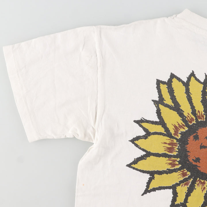 90'S U TRAU Floral Sunflower Pattern College T-shirt Made in USA Men's M Vintage /eaa461693