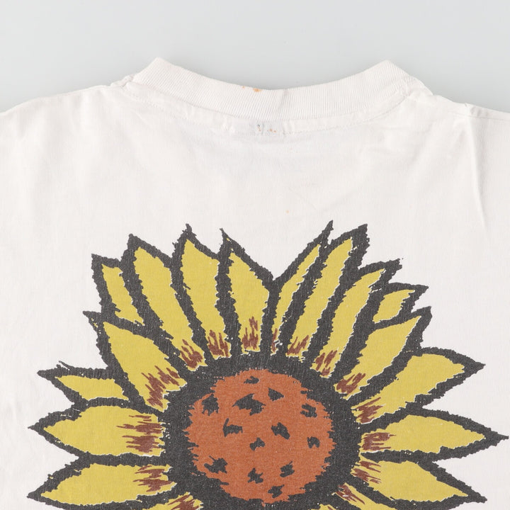 90'S U TRAU Floral Sunflower Pattern College T-shirt Made in USA Men's M Vintage /eaa461693